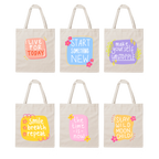 Tote Bag Personalizada com Frase | Coleção Estilo de Vida em Algodão Natural com Impressão DTF
