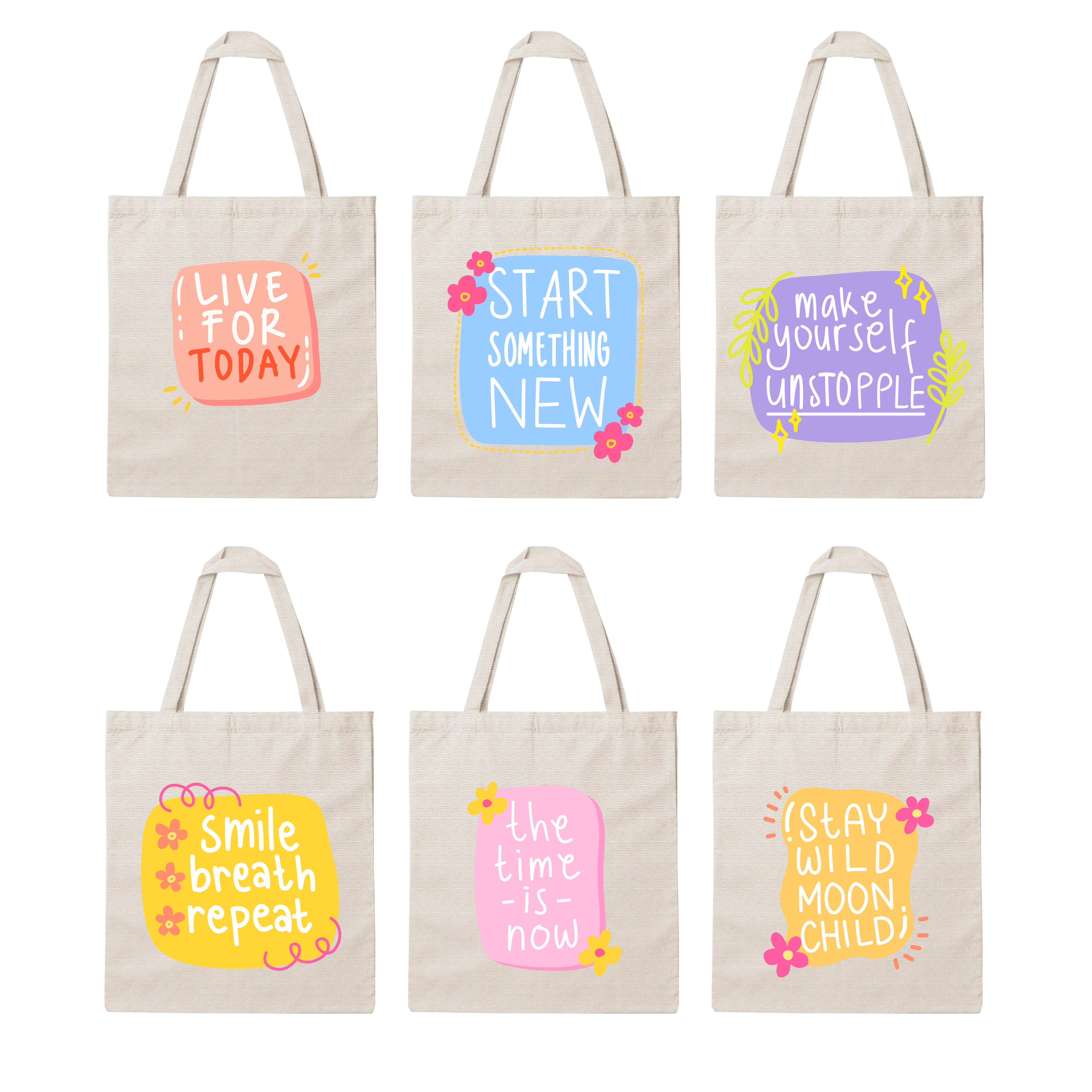 Tote Bag Personalizada com Frase | Coleção Estilo de Vida em Algodão Natural com Impressão DTF