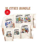 Conjunto PNG de Cidades Europeias Design Vintage para T Shirt 300 DPI Fundo Transparente Download Digital DTF DTG Sublimação Conjunto com 10 PNG de Cidades