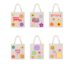 Tote Bag Personalizada com Stickers de Flores e Frase em Algodão Natural com Impressão DTF