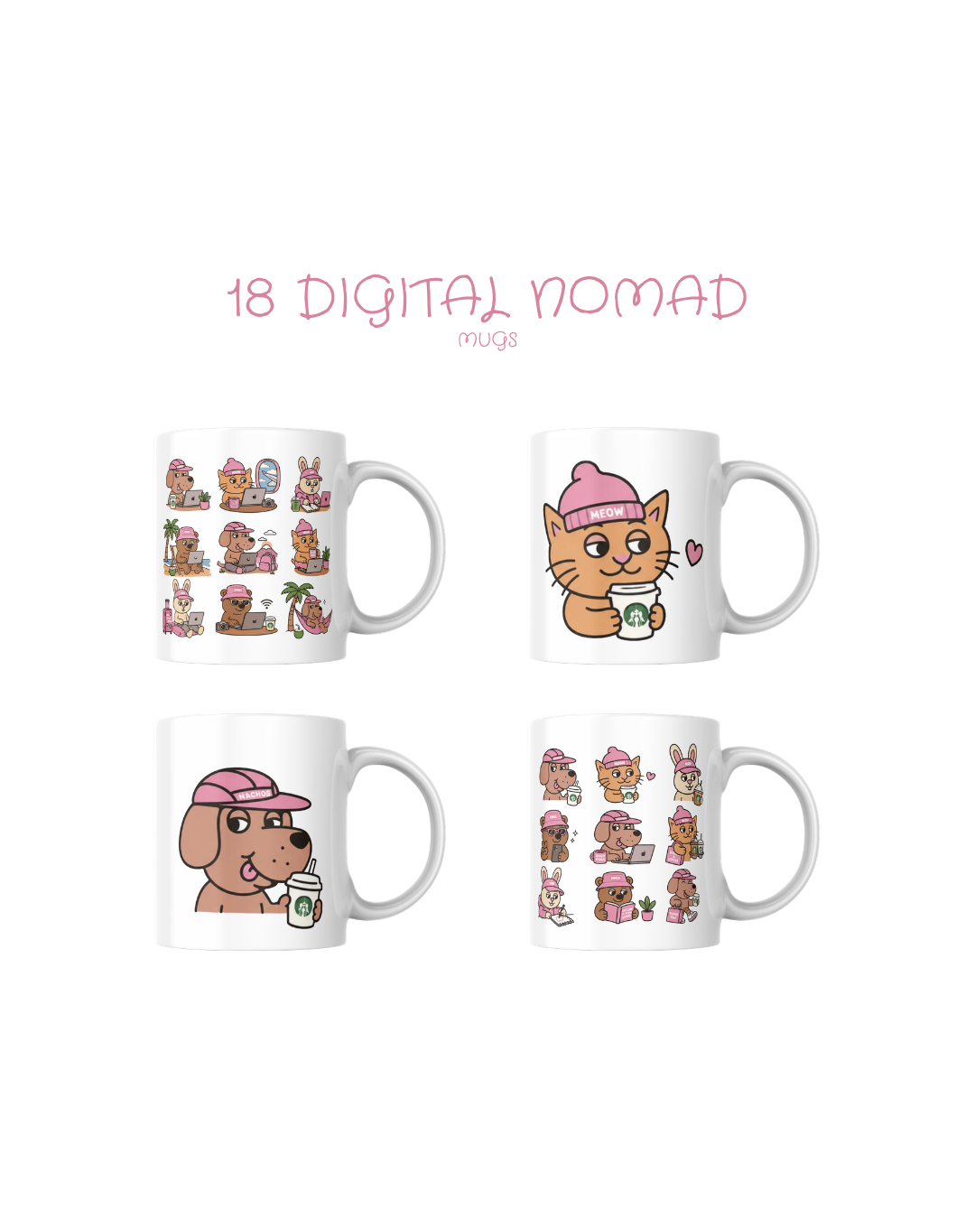 Conjunto 18 Animais Nómadas Digitais – PNG Download Digital