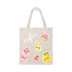 Tote Bag Personalizada com Nome e Stickers Verão em Algodão Natural com Impressão DTF