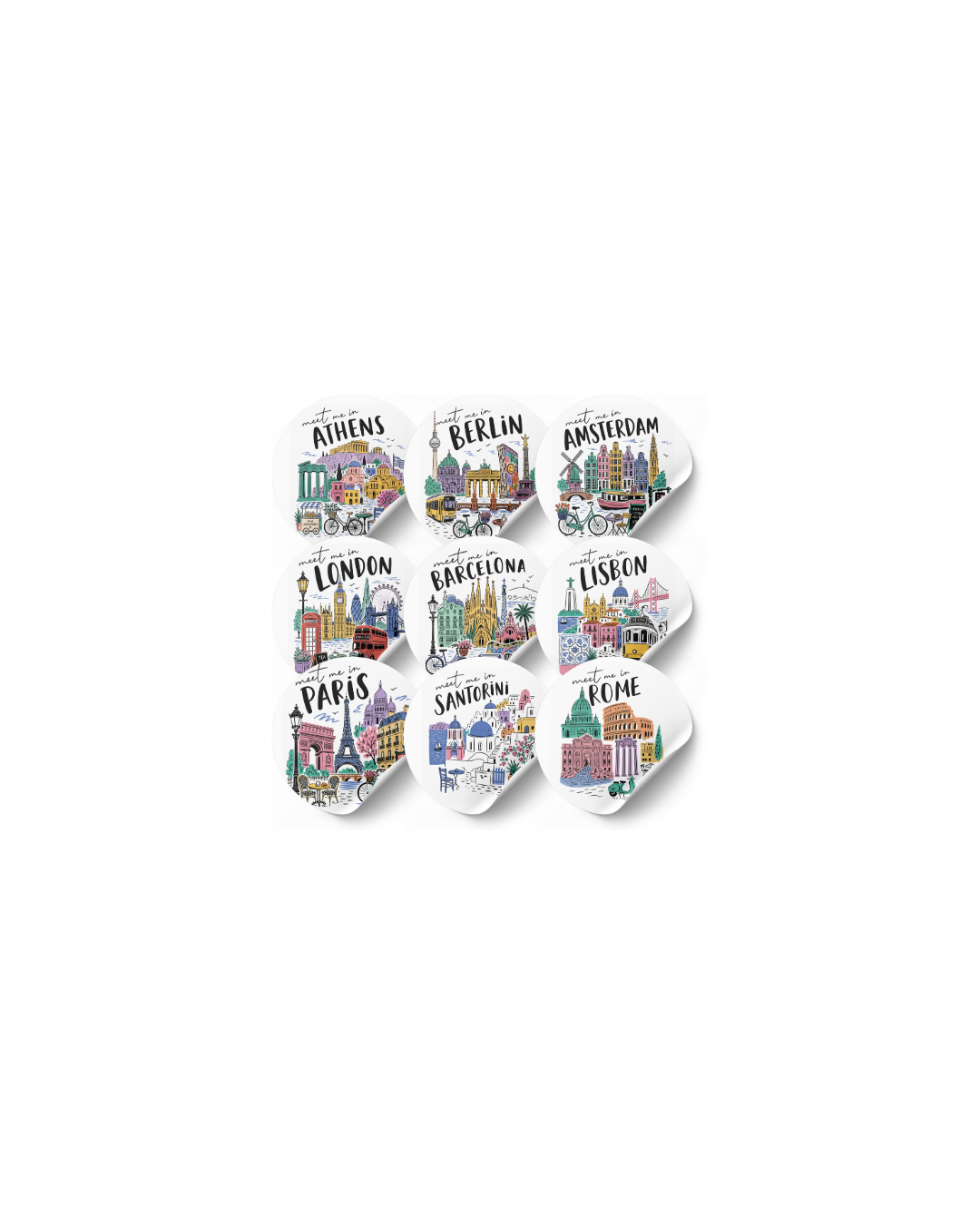 Conjunto PNG de Cidades Europeias Design Vintage para T Shirt 300 DPI Fundo Transparente Download Digital DTF DTG Sublimação Conjunto com 10 PNG de Cidades