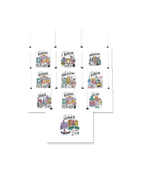 Conjunto PNG de Cidades Europeias Design Vintage para T Shirt 300 DPI Fundo Transparente Download Digital DTF DTG Sublimação Conjunto com 10 PNG de Cidades