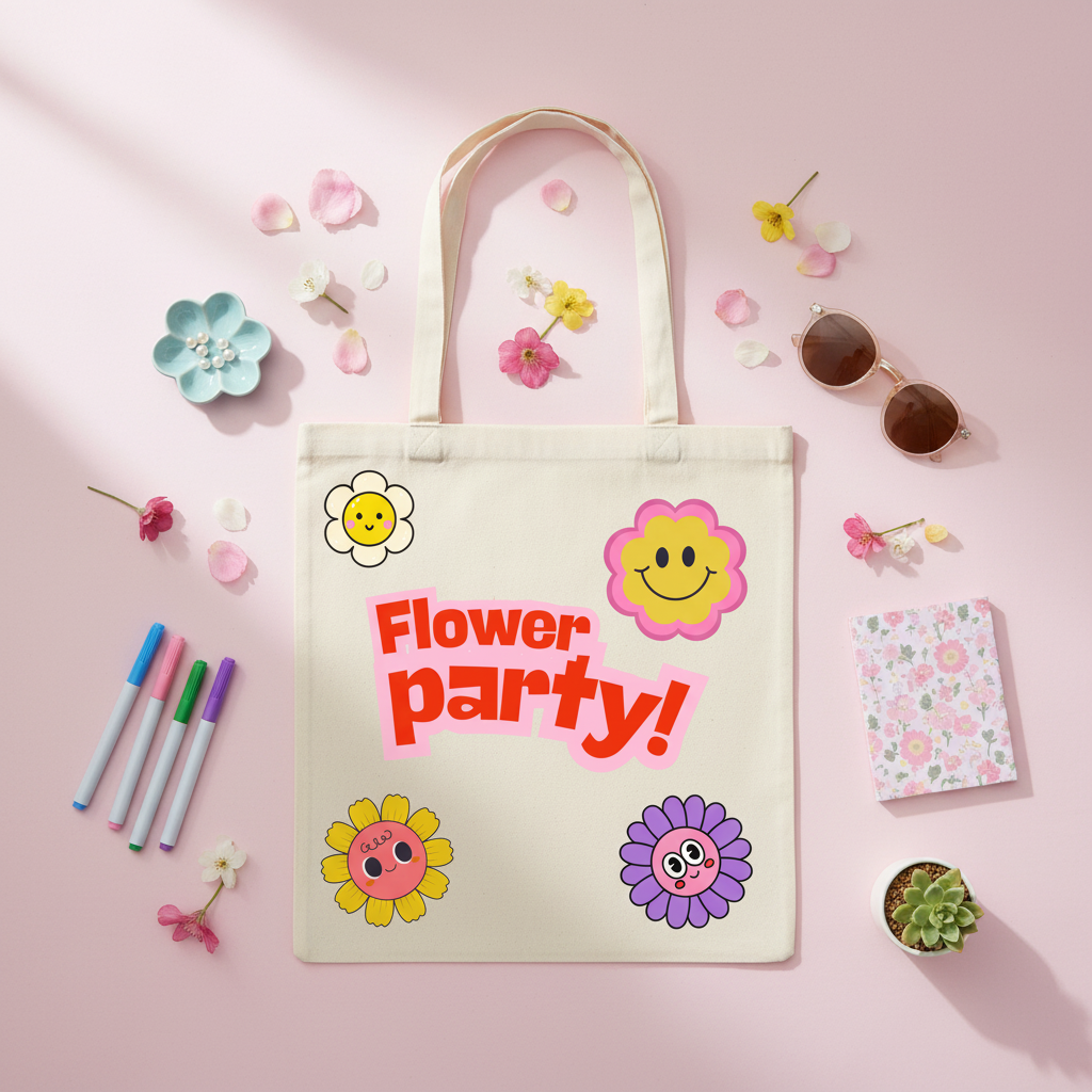 Tote Bag Flores Flat Lay