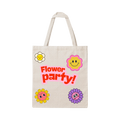 Tote bag personalizada com stickers de flores – vista frontal