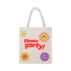 Tote bag personalizada com stickers de flores – vista frontal
