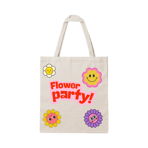 Tote bag personalizada com stickers de flores – vista frontal
